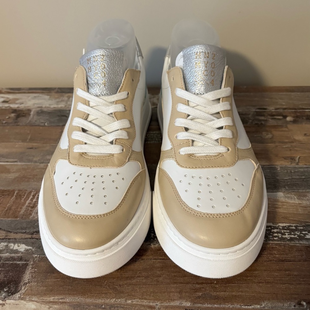 Miz Mooz Leather Lace-Up Sneakers Torie Cappuccino
